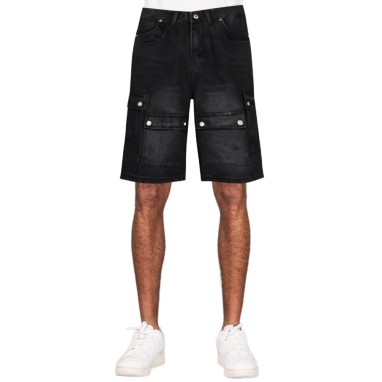 Men's vintage washed denim cargo shorts