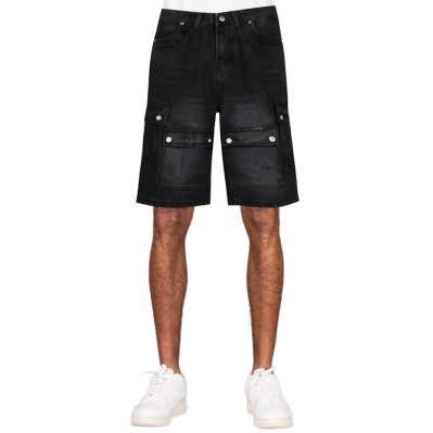 Men's vintage washed denim cargo shorts