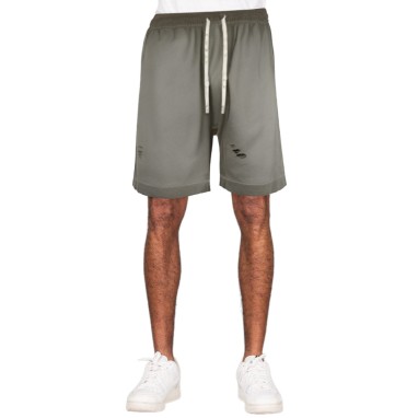 Distressed acid wash elastic waist men's shorts