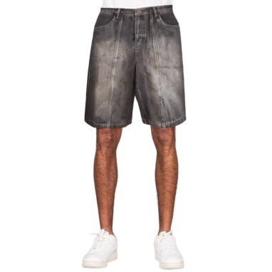 Washed faded men's loose denim shorts