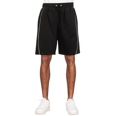 Black double mesh men's sports shorts
