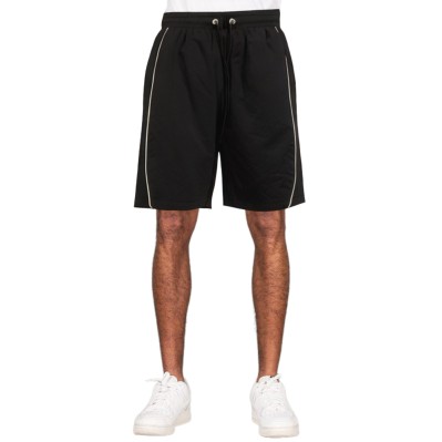 Black double mesh men's sports shorts