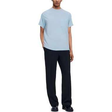 Blue crew neck chest pocket men's T-shirt
