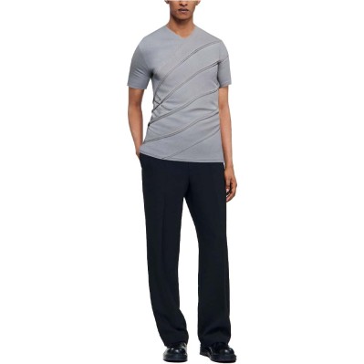 V-neck seam detail cotton men's T-shirt