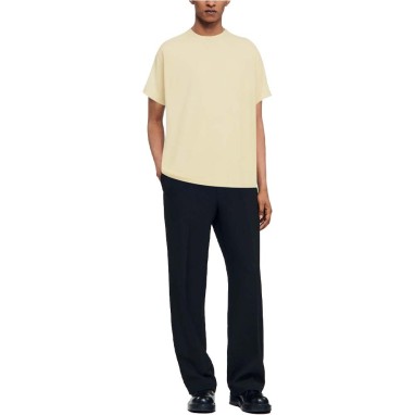 Blank design crew neck loose men's T-shirt