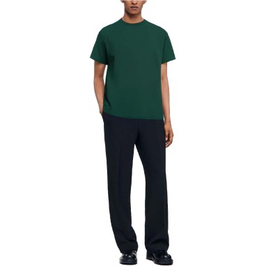 Green blank drop shoulder sleeve men's T-shirt