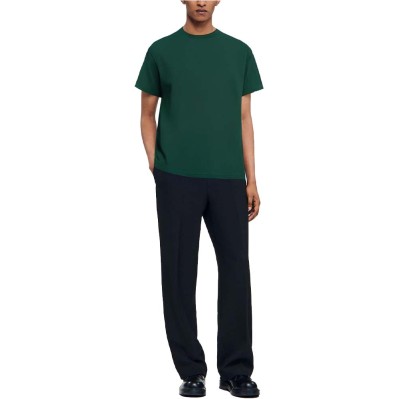 Green blank drop shoulder sleeve men's T-shirt