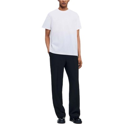 White round neck loose cotton men's T-shirt