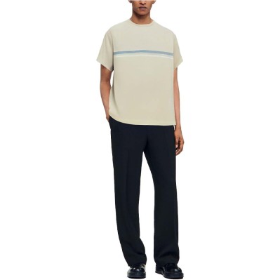 Stripe detail crew neck comfortable men's T-shirt