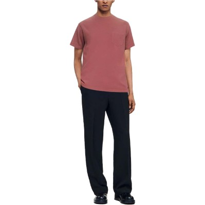 Fashion chest pocket round neck men's T-shirt