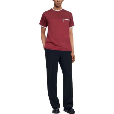 Men's cotton short-sleeved T-shirt with contrast trim