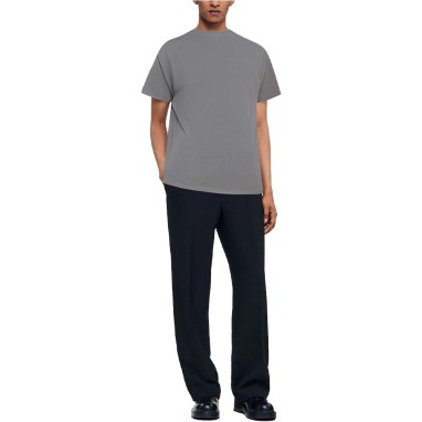Summer grey round neck cotton men's T-shirt