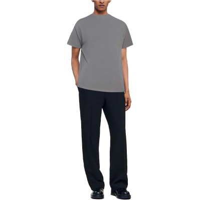 Summer grey round neck cotton men's T-shirt
