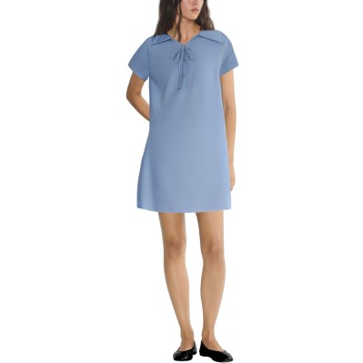 Fashion knot lapel short sleeve ladies dress