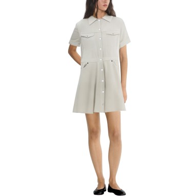 Beige fashion single breasted wide hem women's dress