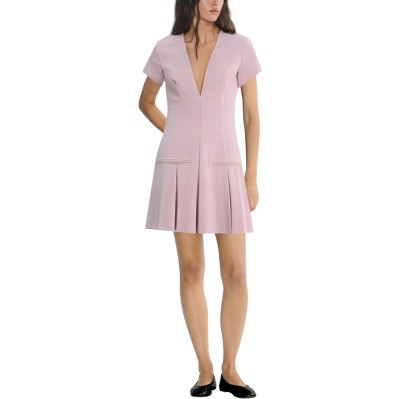 V-neck front slit short-sleeved women's dress