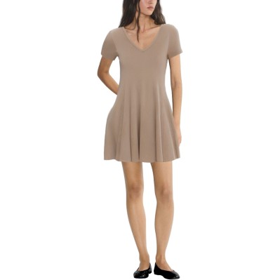 Sexy V-neck A-line short-sleeved women's dress