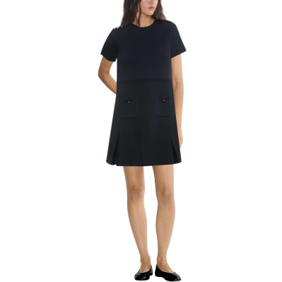 Elegant knitted A-line short sleeve ladies dress