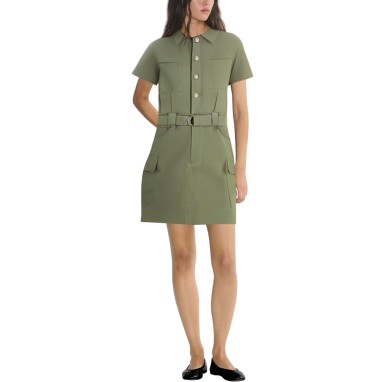 Lapel multi-pocket casual dress for women