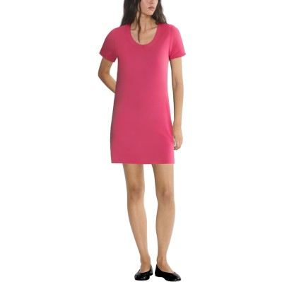 Fashionable peach collar short sleeve ladies dress