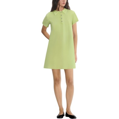 Green lapel short sleeve slim fit women's dress