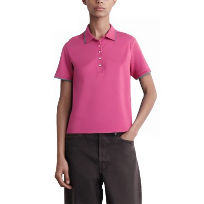 Women's short-sleeved polo shirt with contrast trim