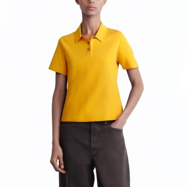 Yellow breathable casual women's polo shirt