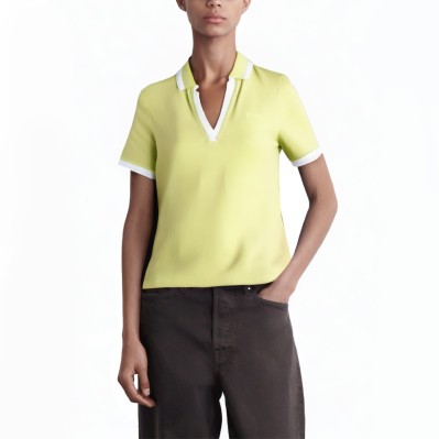 Women's cotton polo shirt with contrast trim