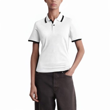 Slim fit button short sleeve women's polo shirt