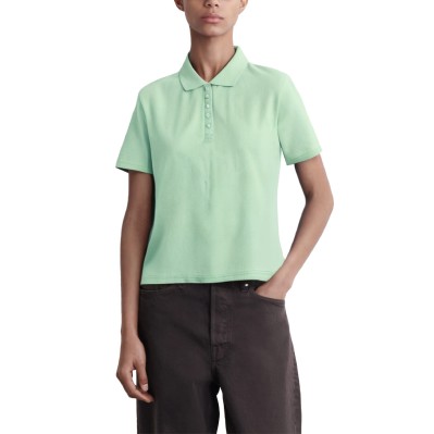 Simple green short-sleeved women's polo shirt