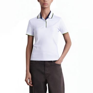 White pure cotton breathable women's polo shirt