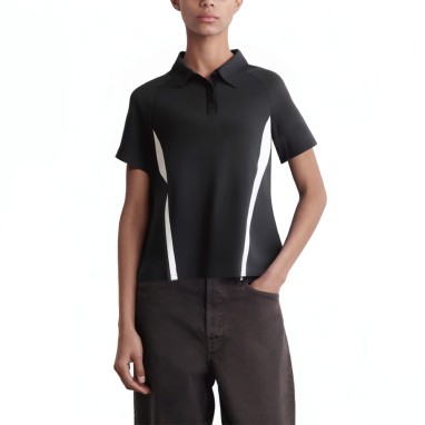 Lapel 3 button placket short sleeve women's polo shirt