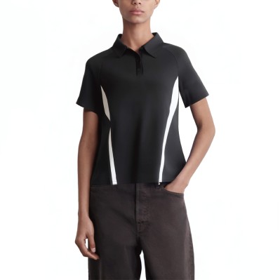 Lapel 3 button placket short sleeve women's polo shirt