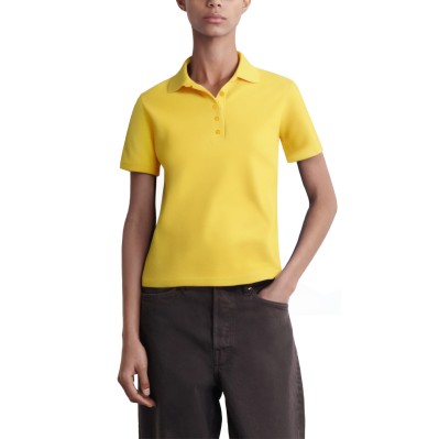 Yellow lapel short-sleeved women's polo shirt