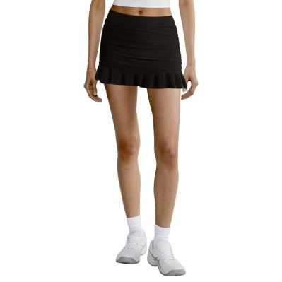 Black high waist pleated ruffled skirt for women