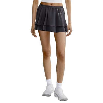 Grey layered ruffle hem women's short skirt