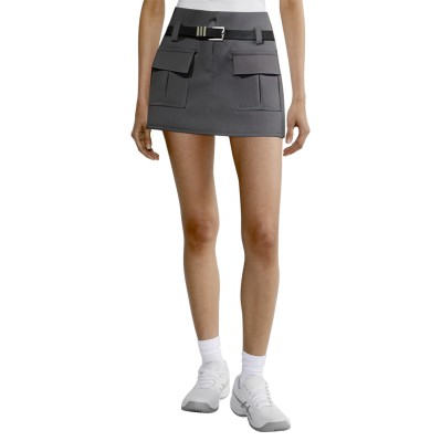Vintage high waist ladies workwear short skirt with belt