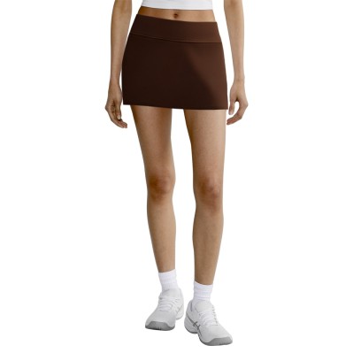 Brown high waist elastic waist women's short skirt