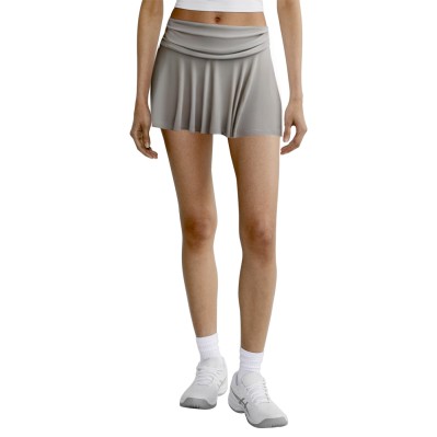Pleated grey A-line high waist women's short skirt