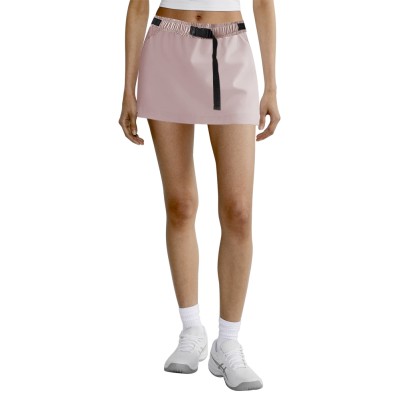 Pink elastic waist zipper pocket women's short skirt