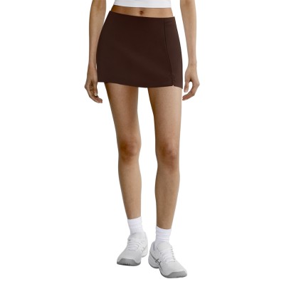 Brown high waist zipper slit women's skirt