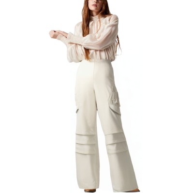 Women's drawstring waist side pockets cargo pants