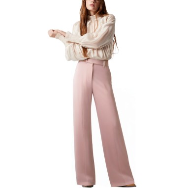Pink zippered straight trousers for women