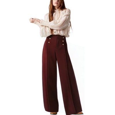 Women's trousers with decorative buttons and pleats