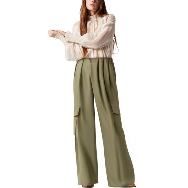 Pleated high waist loose trousers for women