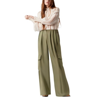 Pleated high waist loose trousers for women